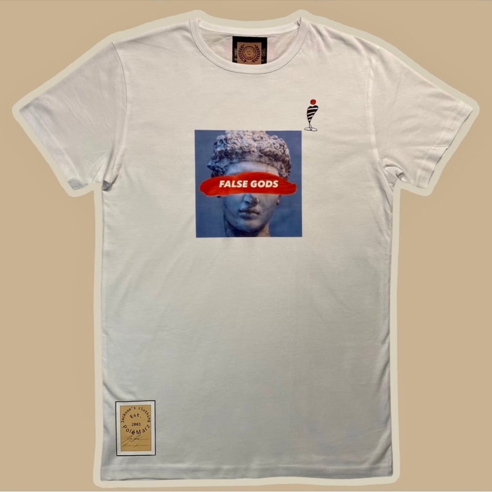 False gods tee, size (Small), color white, new